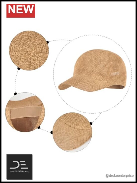 Faux Straw Newsboy Cap Summer Sunhat Beach Baseball Cap Visor Travel Casual main image 5